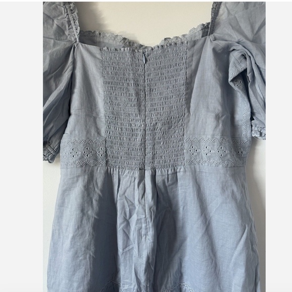 NEW Reformation Paxton Puff Sleeve Lace Embroidered Mini Dress Size 12 - Picture 6 of 13